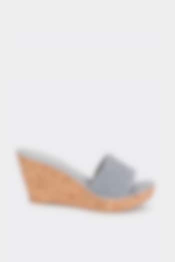 Grey Faux Leather Wedges by Aanchal Sayal
