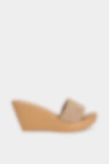Beige Faux Leather Wedges by Aanchal Sayal