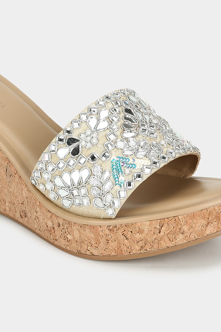 Mint Faux Leather Wedges by Aanchal Sayal at Pernia's Pop Up Shop