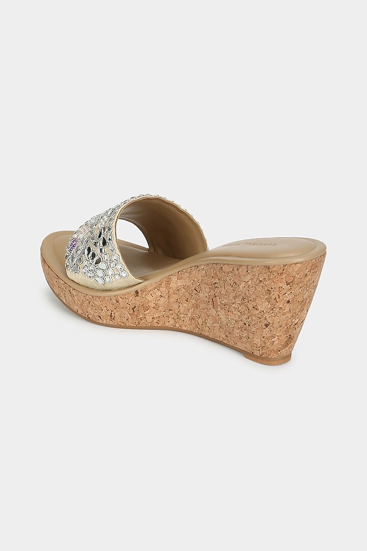 Mint Faux Leather Wedges by Aanchal Sayal at Pernia's Pop Up Shop