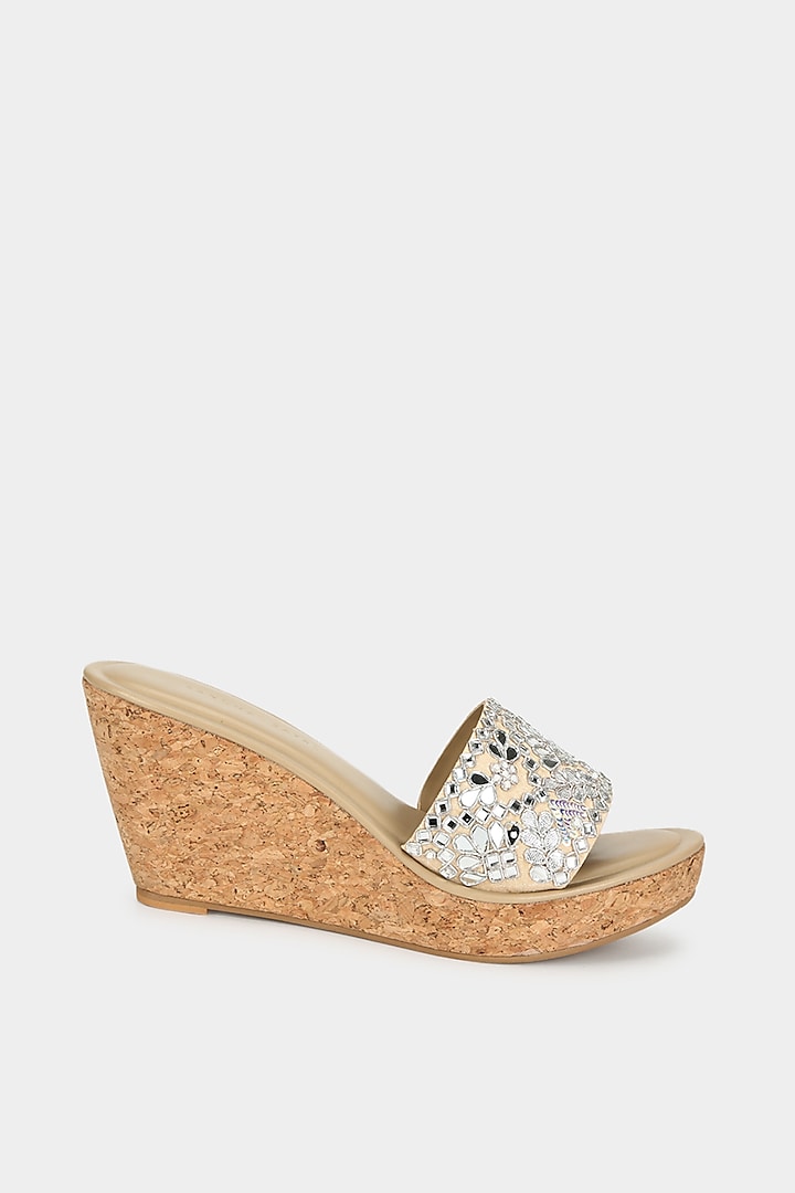 Ivory Faux Leather Wedges by Aanchal Sayal