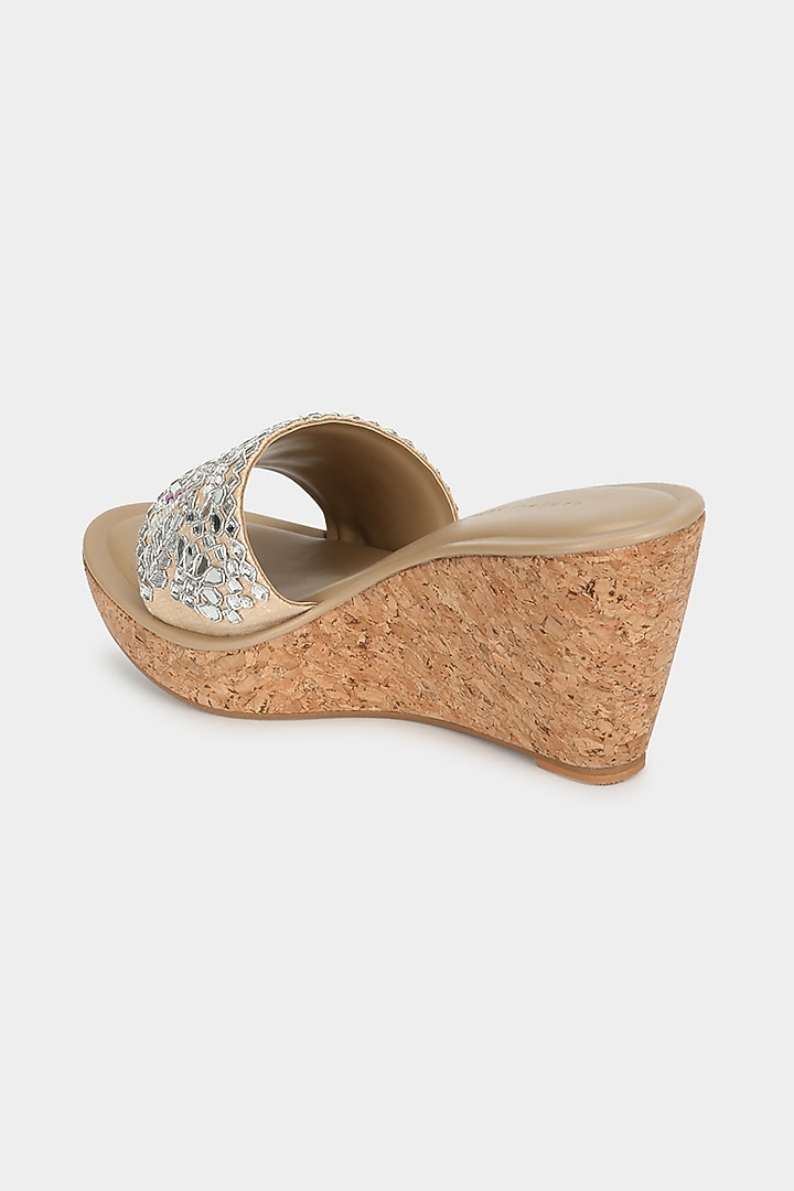 Ivory Faux Leather Wedges by Aanchal Sayal at Pernia's Pop Up Shop
