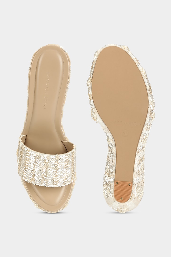 Yellow & Ivory Wedges by Aanchal Sayal at Pernia's Pop Up Shop