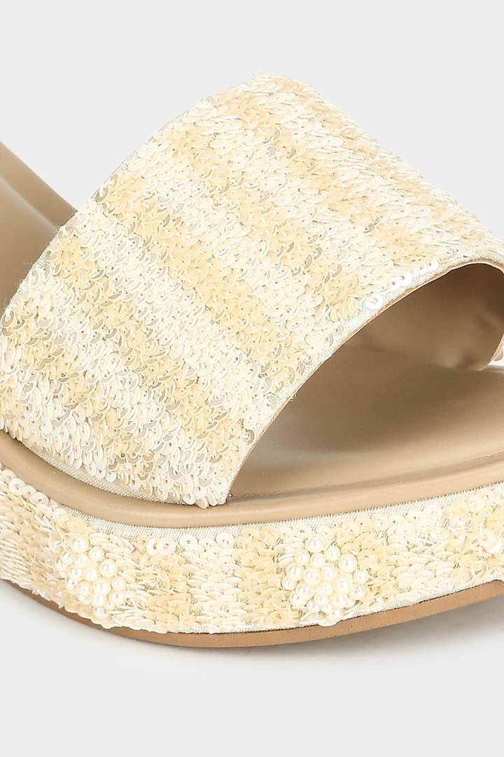 Yellow & Ivory Wedges by Aanchal Sayal at Pernia's Pop Up Shop