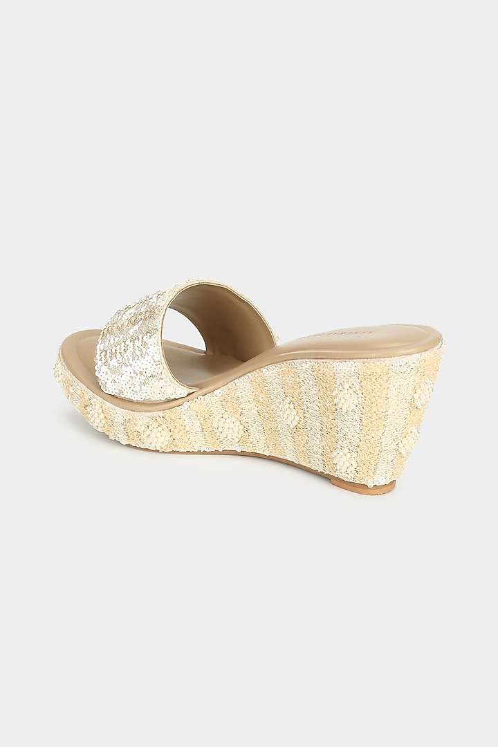 Yellow & Ivory Wedges by Aanchal Sayal at Pernia's Pop Up Shop