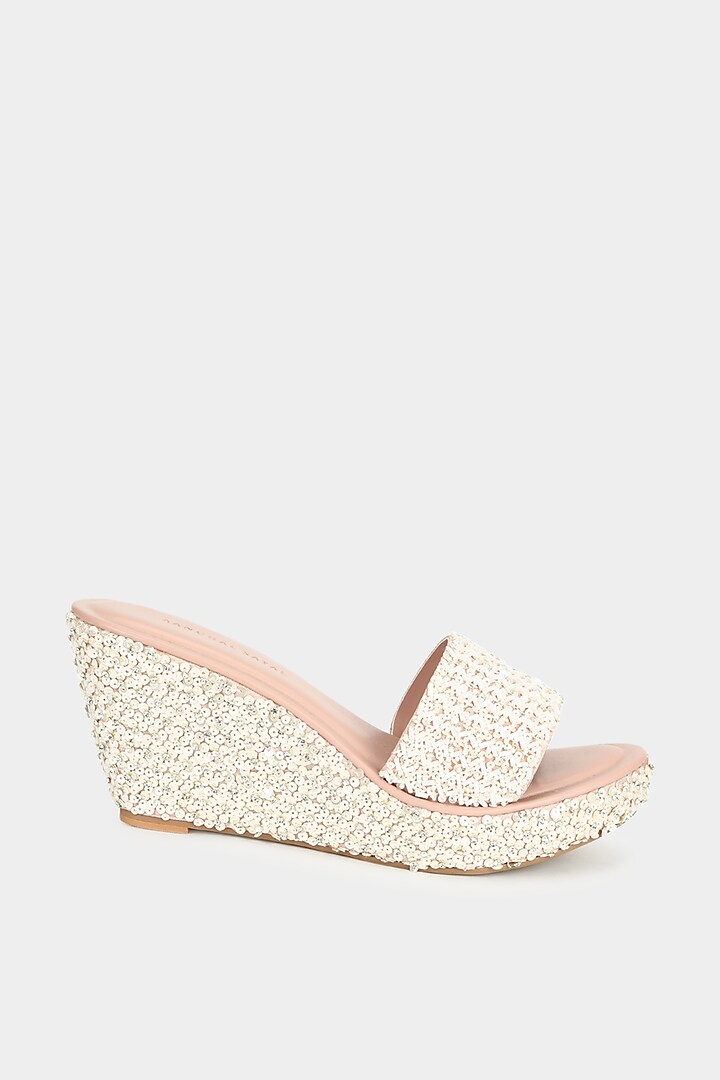 Blush Pink Faux Leather Wedges by Aanchal Sayal