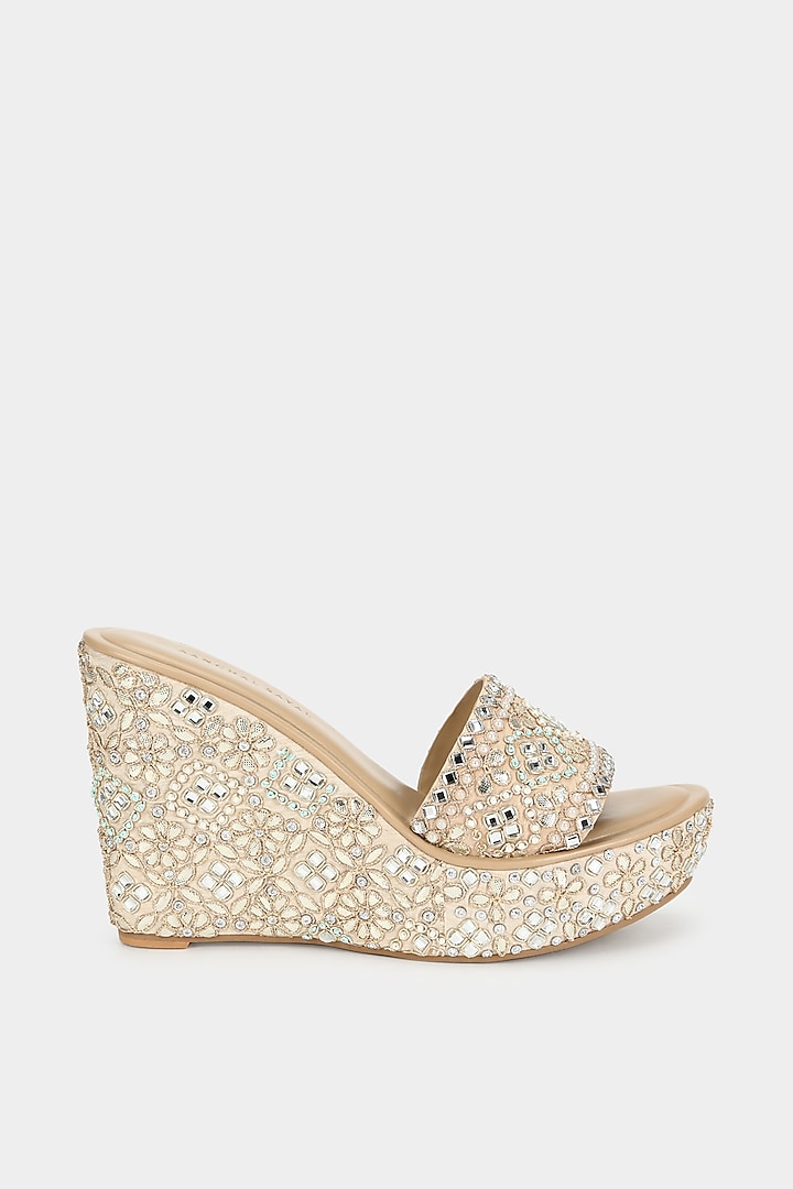 Gold Sequins Wedges by Aanchal Sayal