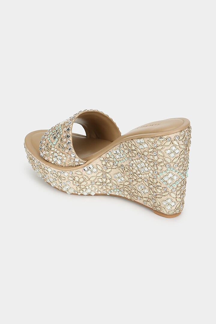 Gold Sequins Wedges by Aanchal Sayal at Pernia's Pop Up Shop