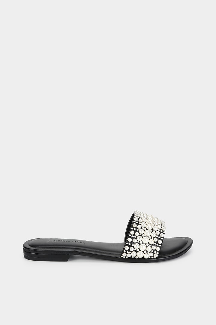 Black Handcrafted Slippers by Aanchal Sayal