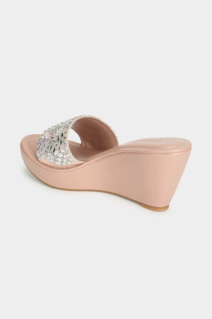 Rose Pink Faux Leather Wedges by Aanchal Sayal at Pernia's Pop Up Shop