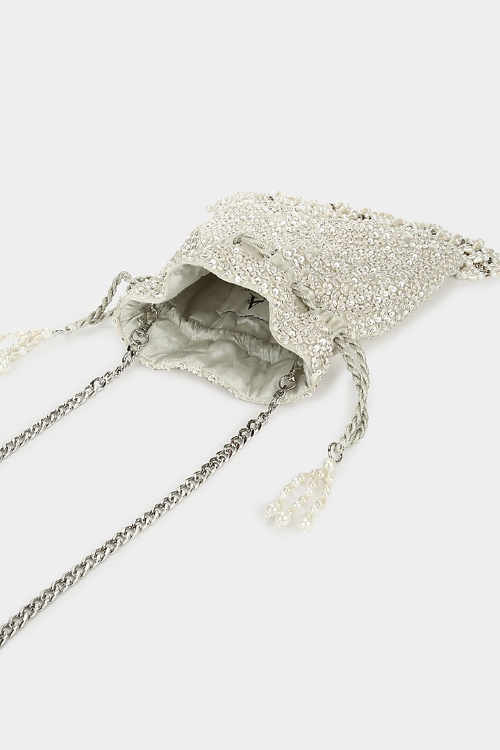 Ivory Hand Embroidered Potli by Aanchal Sayal at Pernia's Pop Up Shop