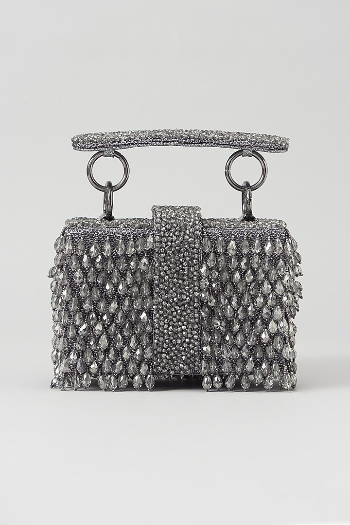 Grey Embroidered Hand Bag by Aanchal Sayal at Pernia's Pop Up Shop