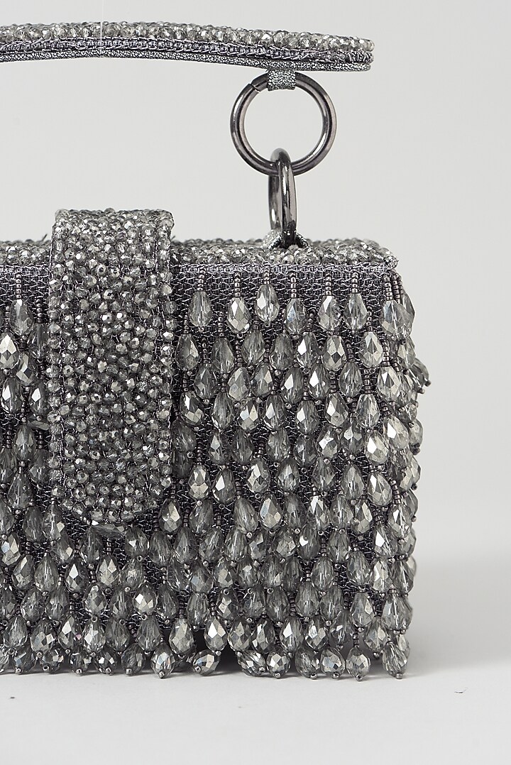 Grey Embroidered Hand Bag by Aanchal Sayal at Pernia's Pop Up Shop