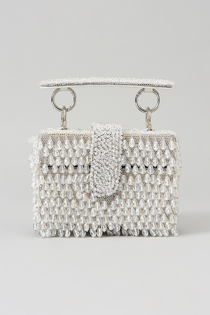 Silver Embroidered Hand Bag by Aanchal Sayal