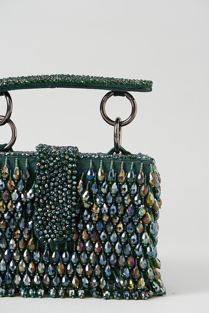 Green Embroidered Hand Bag by Aanchal Sayal at Pernia's Pop Up Shop
