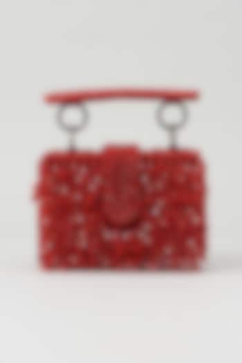 Red Embroidered Hand Bag by Aanchal Sayal at Pernia's Pop Up Shop