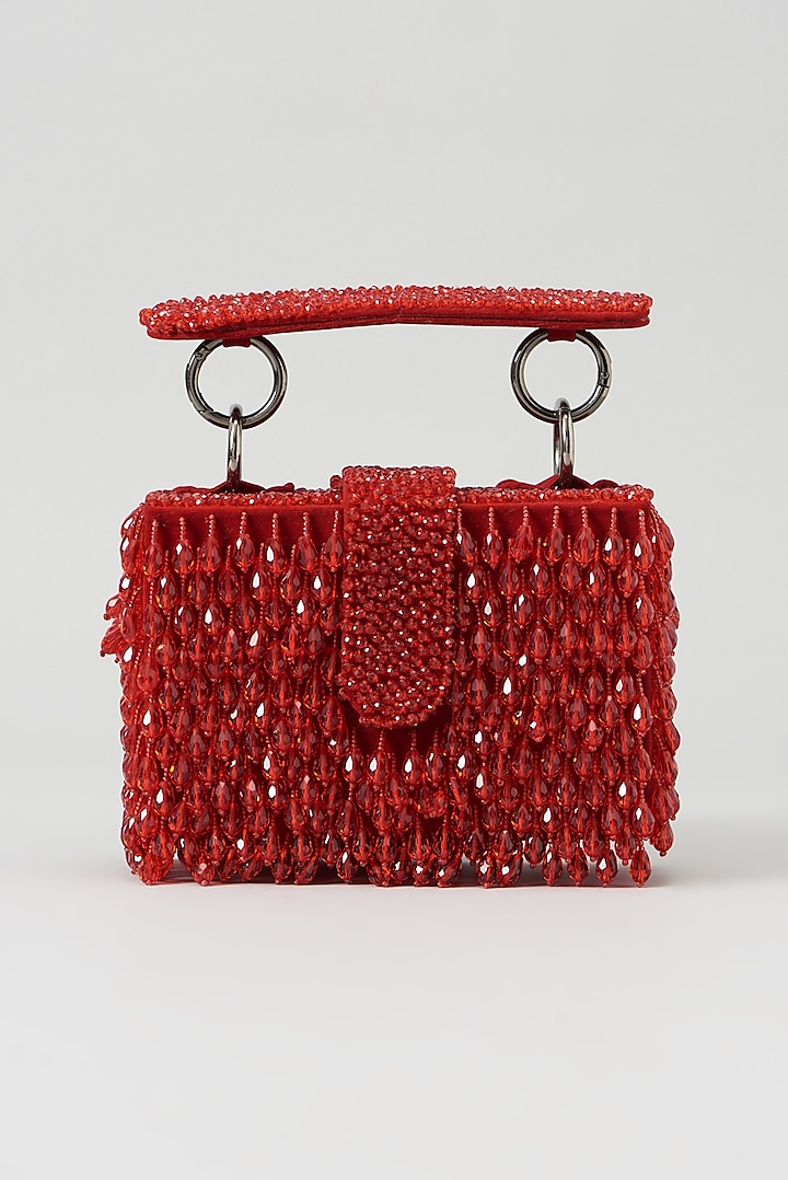 Red Embroidered Hand Bag by Aanchal Sayal