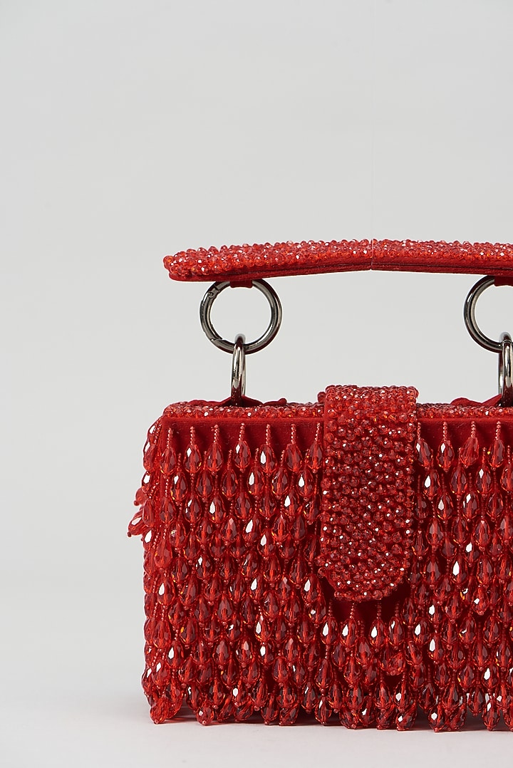 Red Embroidered Hand Bag by Aanchal Sayal at Pernia's Pop Up Shop
