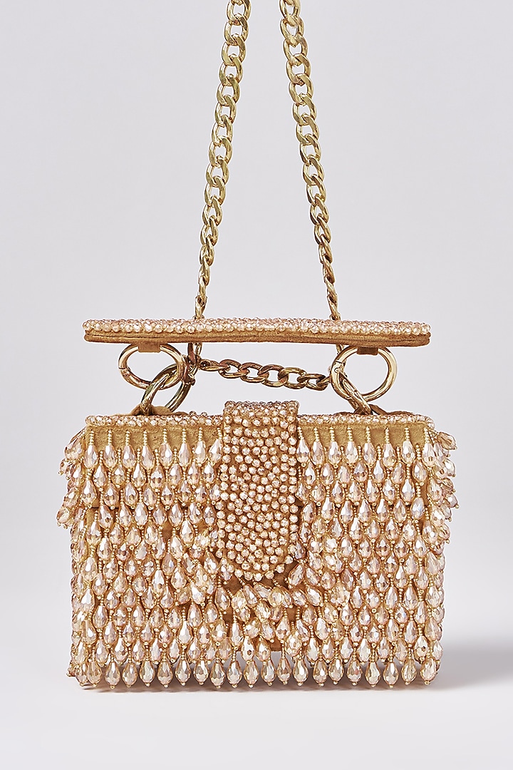 Beige Embroidered Hand Bag by Aanchal Sayal