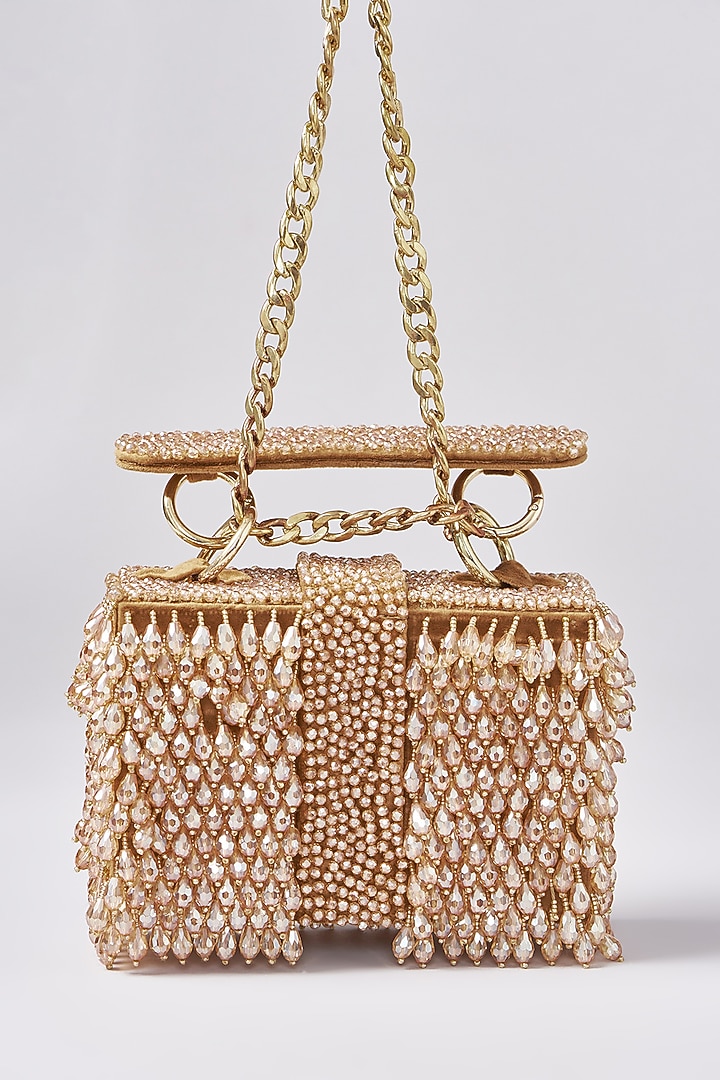 Beige Embroidered Hand Bag by Aanchal Sayal at Pernia's Pop Up Shop