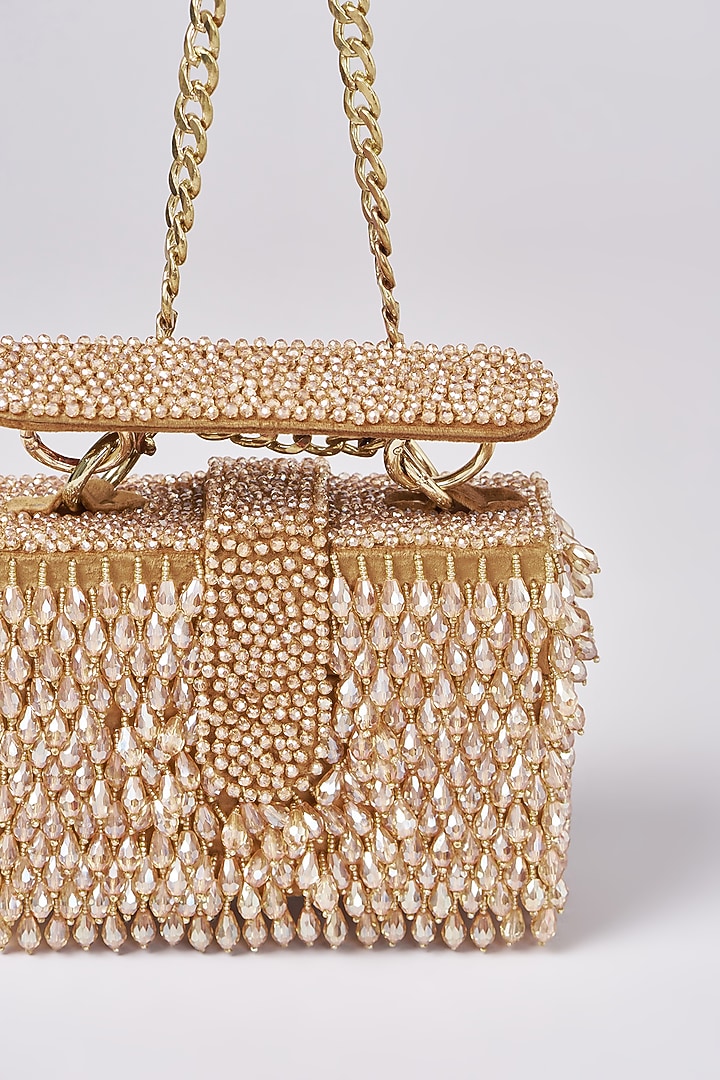 Beige Embroidered Hand Bag by Aanchal Sayal at Pernia's Pop Up Shop