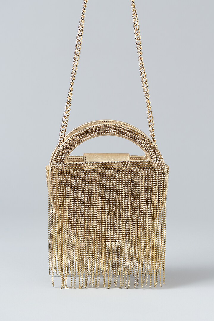Gold Faux Leather Clutch by Aanchal Sayal at Pernia's Pop Up Shop