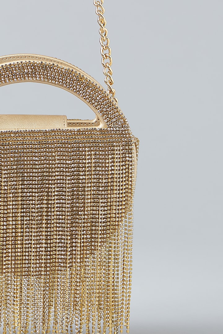 Gold Faux Leather Clutch by Aanchal Sayal at Pernia's Pop Up Shop