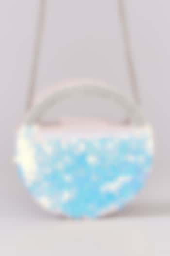 Blush Pink Faux Leather Holographic Work Clutch by Aanchal Sayal at Pernia's Pop Up Shop