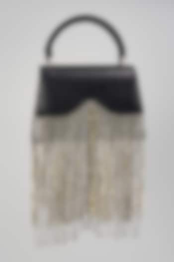Black Faux Leather Structured Bag by Aanchal Sayal at Pernia's Pop Up Shop