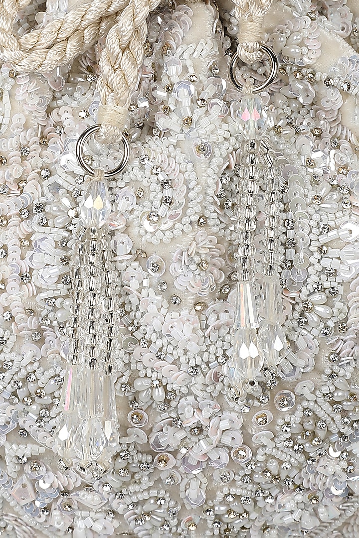 Silver Sequins Velvet Embroidered Potli by Aanchal Sayal  at Pernia's Pop Up Shop