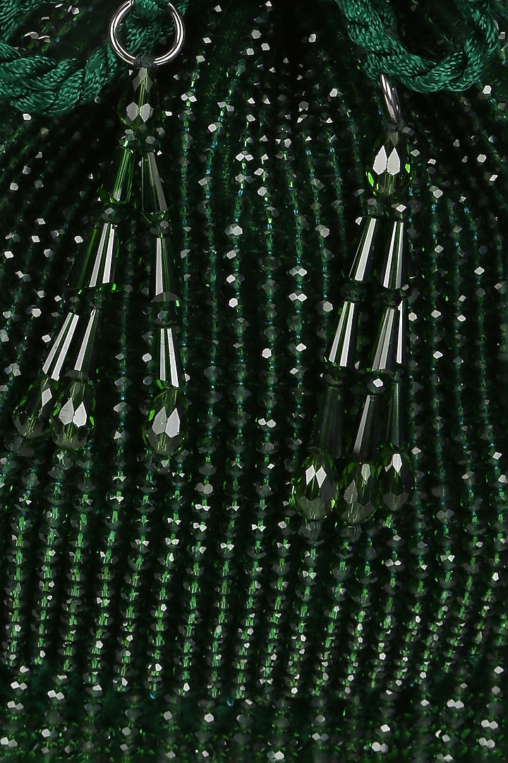 Green Velvet Crystal Embroidered Potli by Aanchal Sayal at Pernia's Pop Up Shop