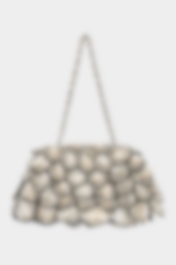 Silver & Black Net Sequins Embroidered Structured Bag by Aanchal Sayal at Pernia's Pop Up Shop