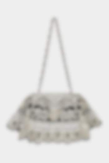 Silver & Black Net Sequins Embroidered Structured Bag by Aanchal Sayal at Pernia's Pop Up Shop