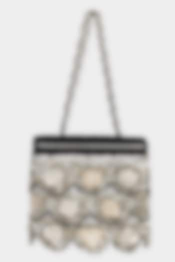 Black & Silver Suede Sequins Embroidered Structured Bag by Aanchal Sayal at Pernia's Pop Up Shop