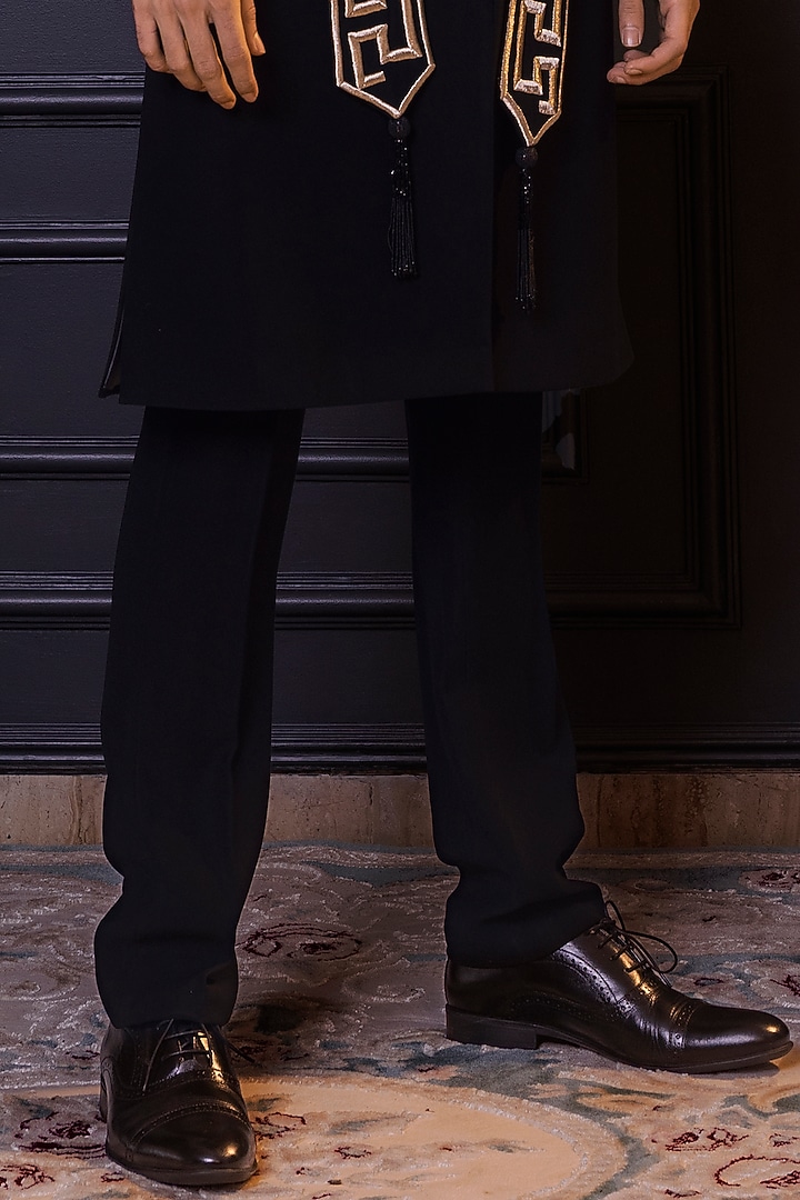 Black Osaka Groom Sherwani Set by World of Asra Men at Pernia's Pop Up Shop