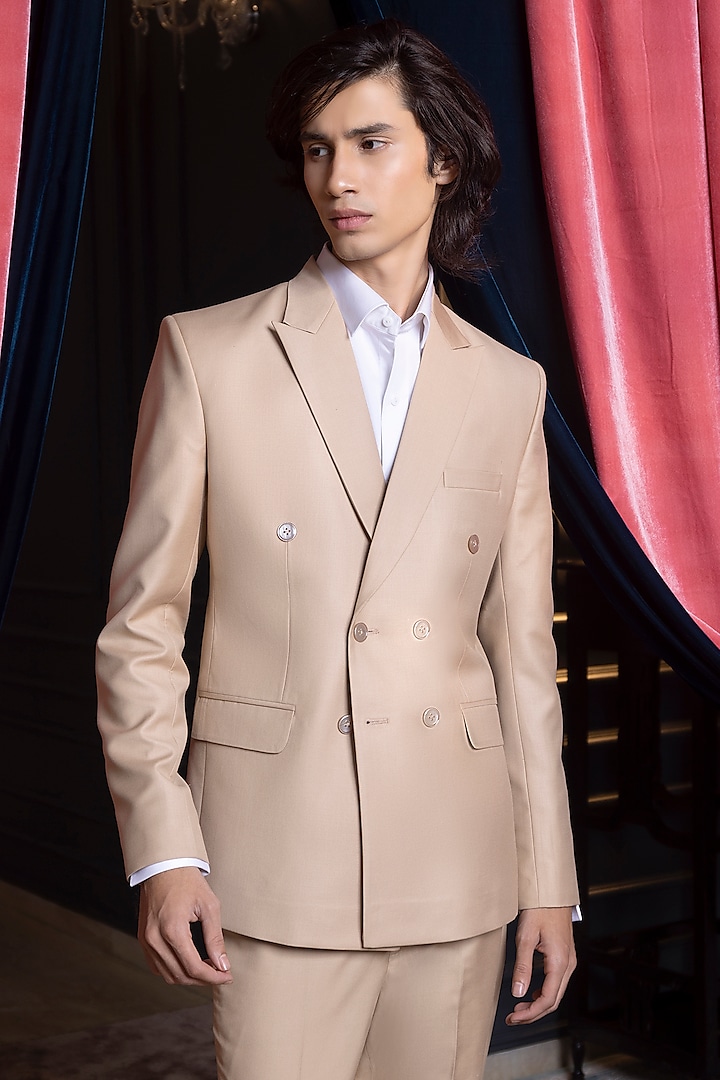 Double Breasted Blazer Blazer Set Beige Beige Set With Double