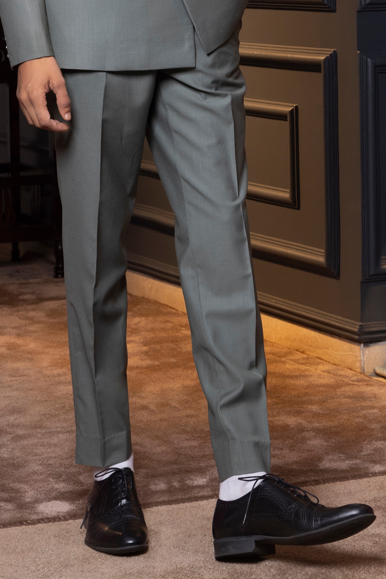 Grey Suiting Fabric Double-Breasted Blazer Set by World of Asra