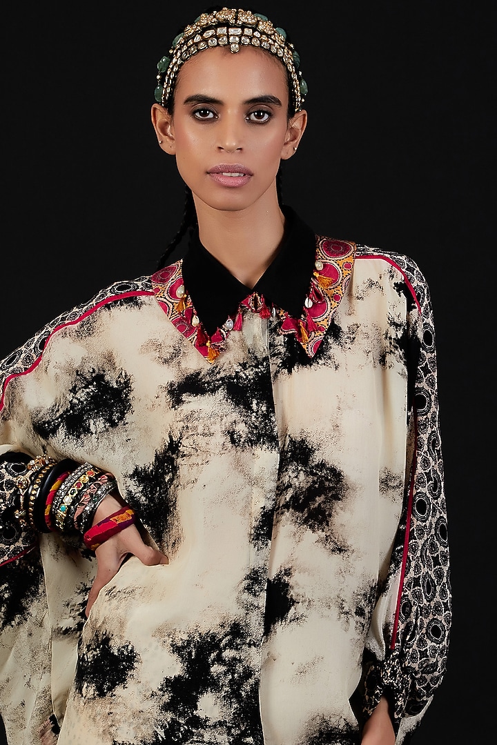 Surmai & Mogra Embroidered Shirt by ASEEM KAPOOR at Pernia's Pop Up Shop