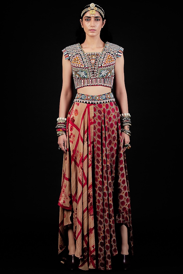 Multi Colored Printed Skirt-Trousers by ASEEM KAPOOR