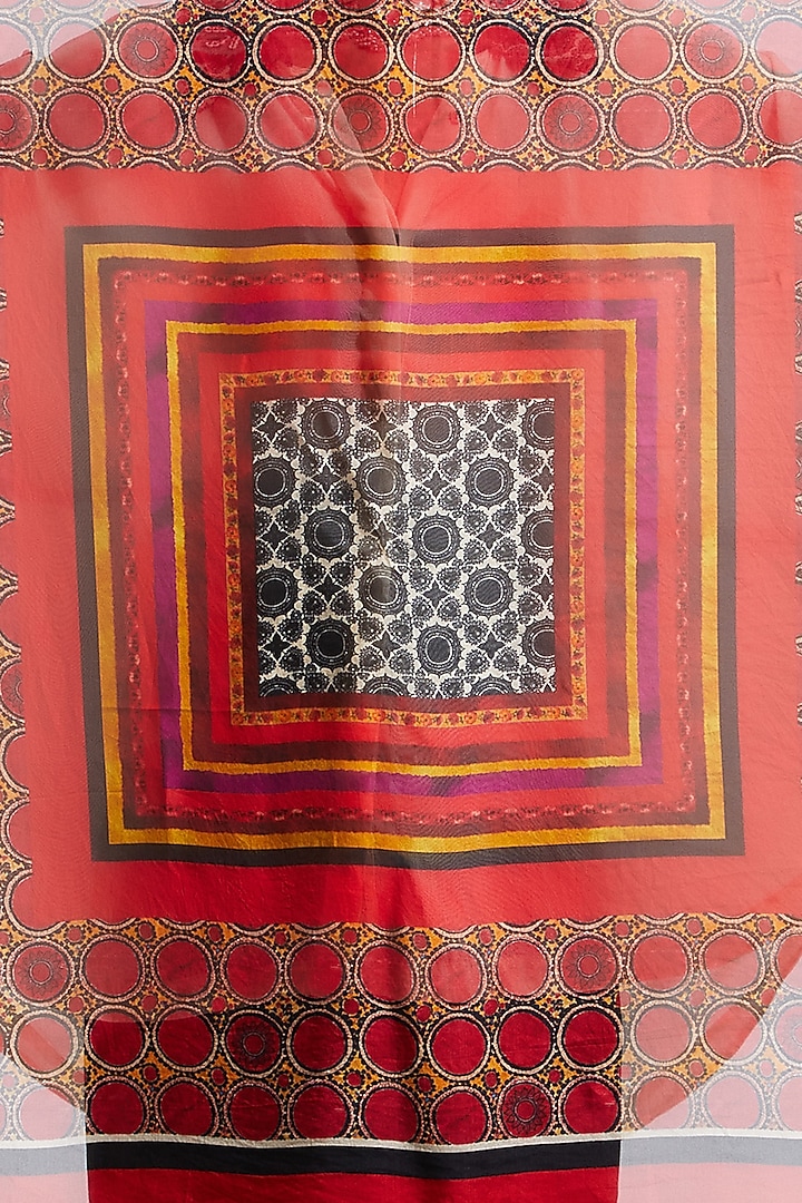 Sindoor Printed Scarf With Tassels by ASEEM KAPOOR at Pernia's Pop Up Shop