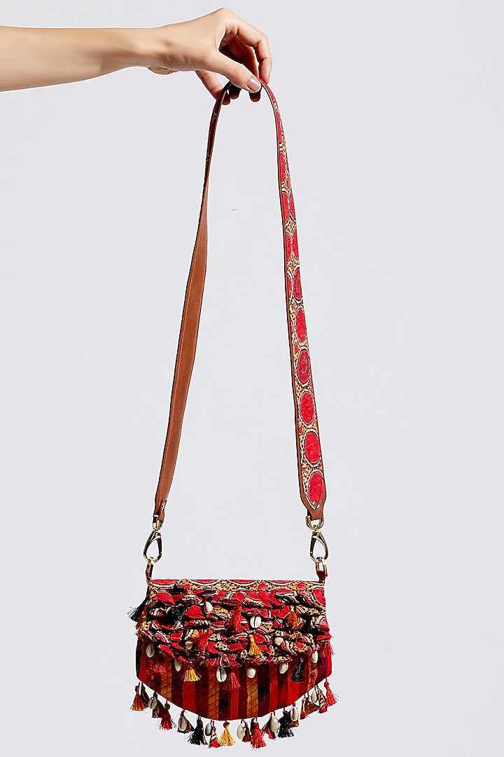 Multi Colored Printed & Quilted Fanny Bag With Leather Belt by ASEEM KAPOOR