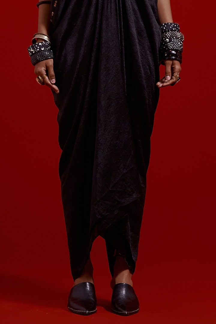 Surmai Colored Tussar Silk Embroidered Draped Vacation Dress by ASEEM KAPOOR at Pernia's Pop Up Shop