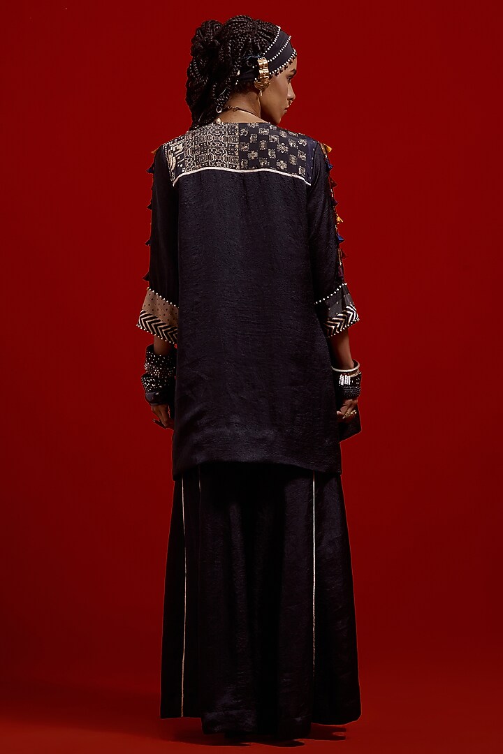 Surmai Colored Tussar Silk Wedding Sharara Set by ASEEM KAPOOR at Pernia's Pop Up Shop