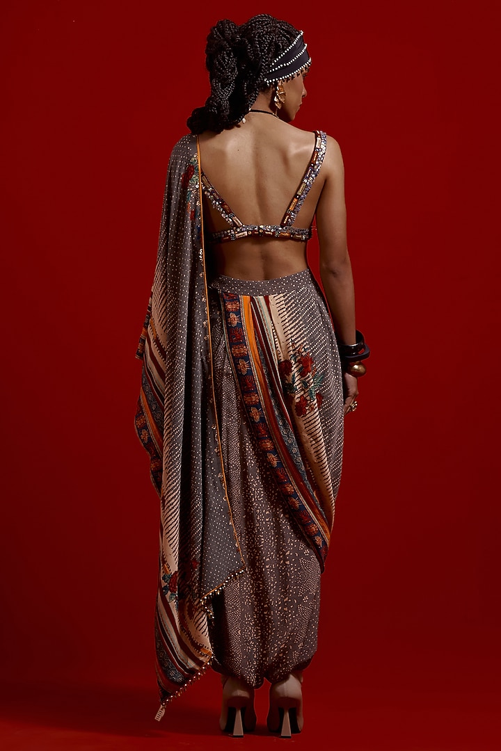 Ash Grey Crush Silk Resham Thread Embroidered Blouse by ASEEM KAPOOR at Pernia's Pop Up Shop