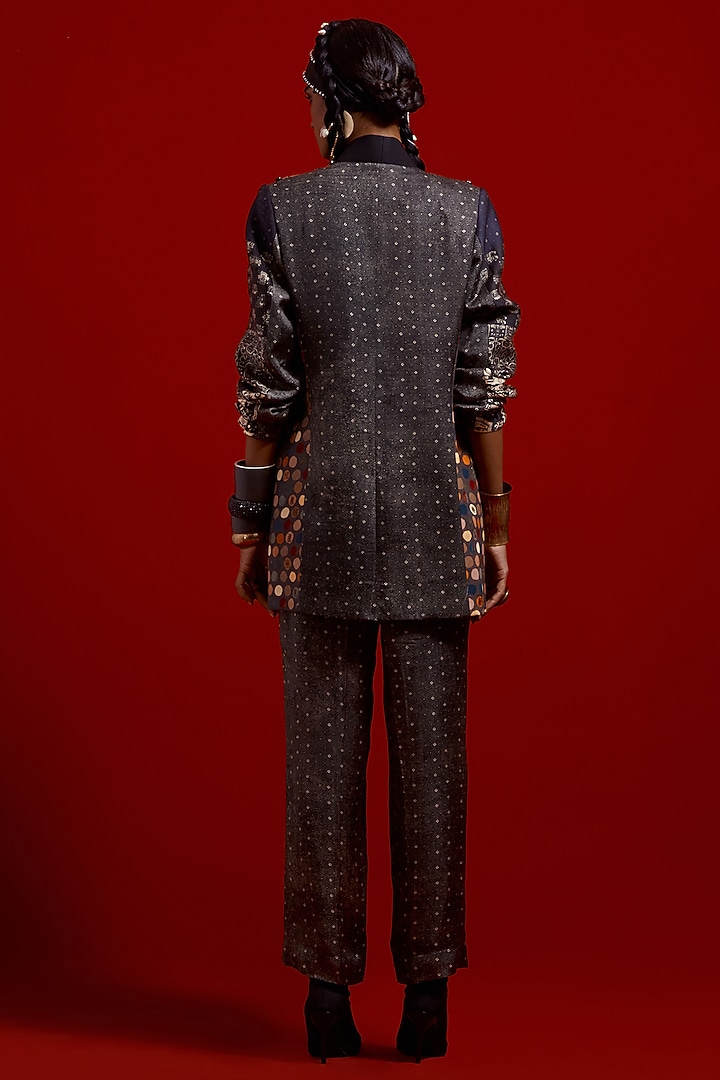 Surmai & Mogra Colored Slub Satin Thread Embroidered Jacket by ASEEM KAPOOR at Pernia's Pop Up Shop