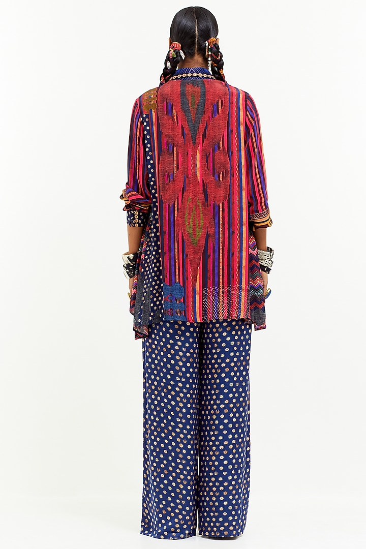 Multi-Colored Italian Crepe Dori Embroidered & Printed Shirt by Aseem kapoor at Pernia's Pop Up Shop