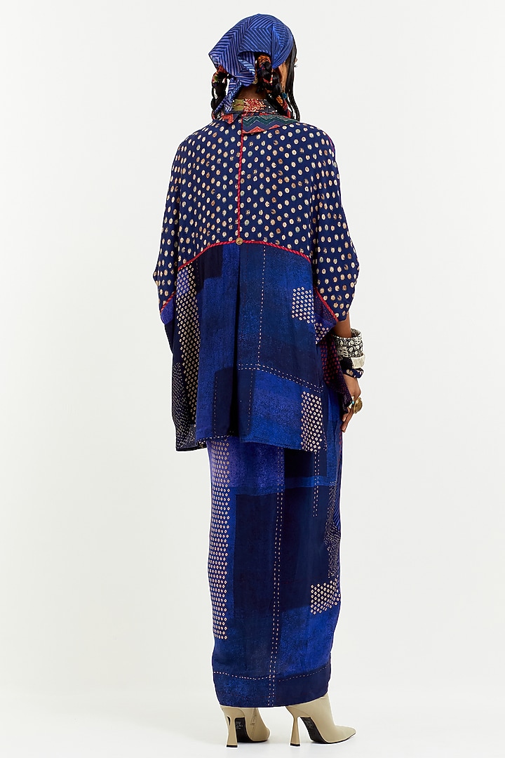Sapphire Italian Crepe Bead Work Color-Blocked Shirt by Aseem kapoor at Pernia's Pop Up Shop