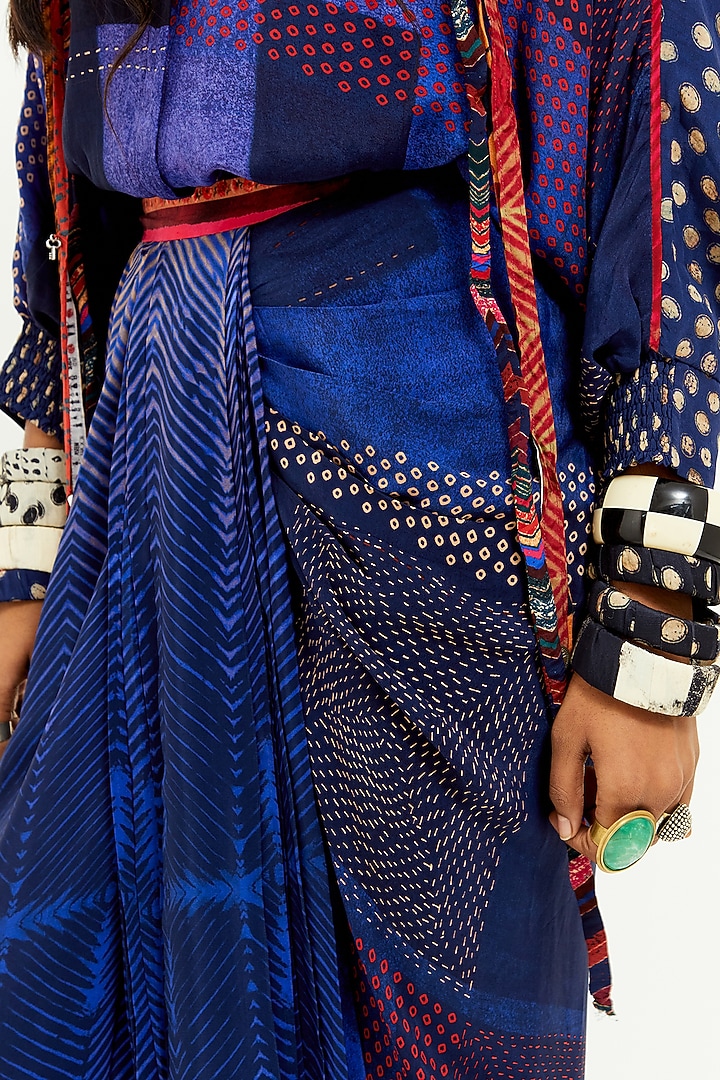 Sapphire Italian Crepe Bead Work Color-Blocked Shirt by Aseem kapoor at Pernia's Pop Up Shop