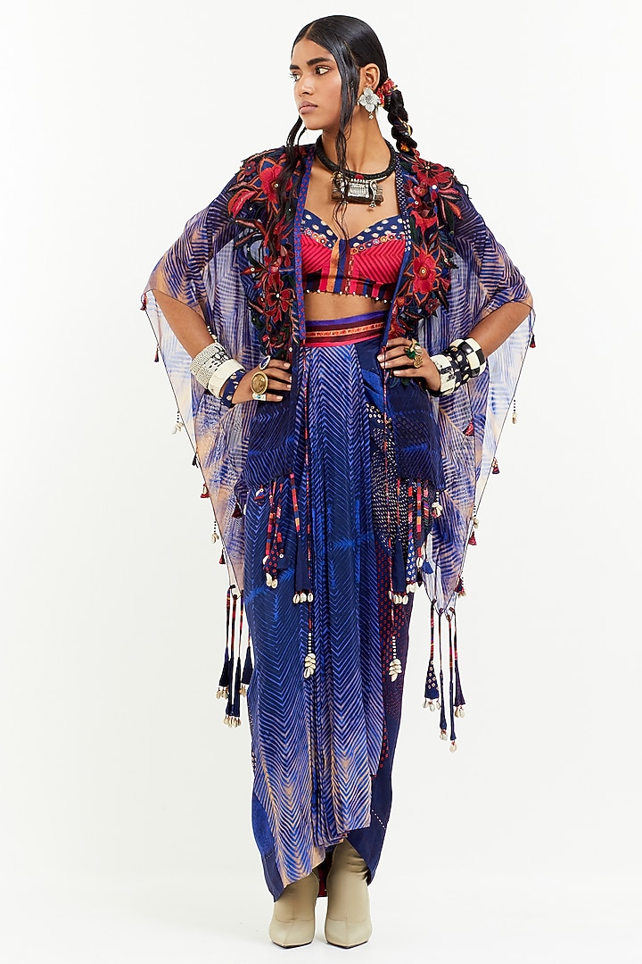 Multi-Colored Cotton Silk Resham Embroidered Blouse by Aseem kapoor at Pernia's Pop Up Shop