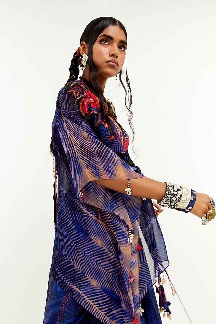 Sapphire Viscose Organza Resham Embroidered Jacket Set by Aseem kapoor at Pernia's Pop Up Shop